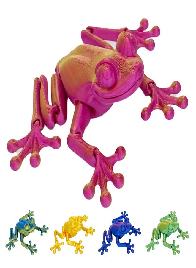 YOUNEEDFUL 2025 3D Printed Frog Model Cute New 3D Printed Animal Model Lifelike Office Supplies Creative Decoration (Red) - Image 1